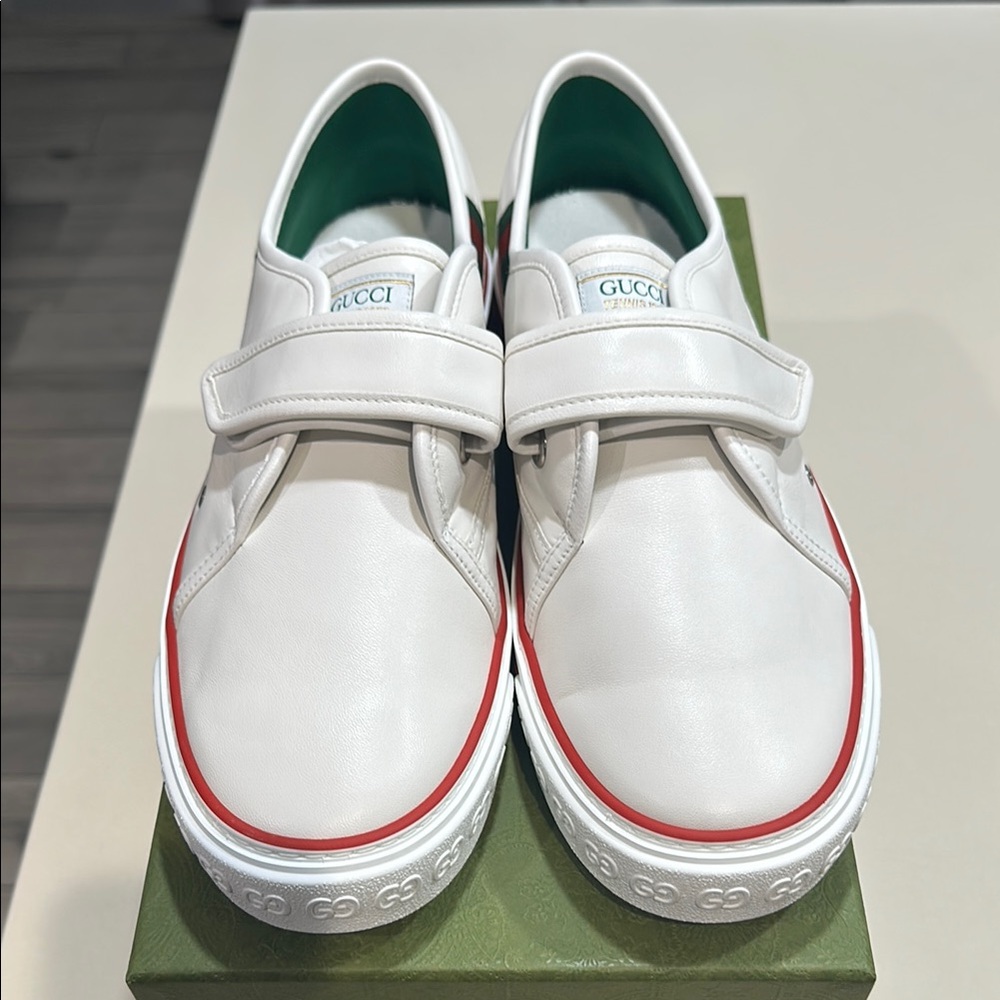 Gucci White Sneakers with Red Trim